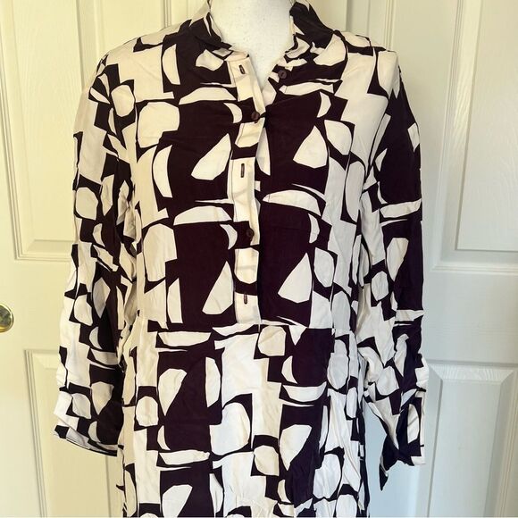 Marimekko Konkelo Malla Long Sleeve Woven Dress in Burgundy Size 36 (Small) NEW - Picture 4 of 8